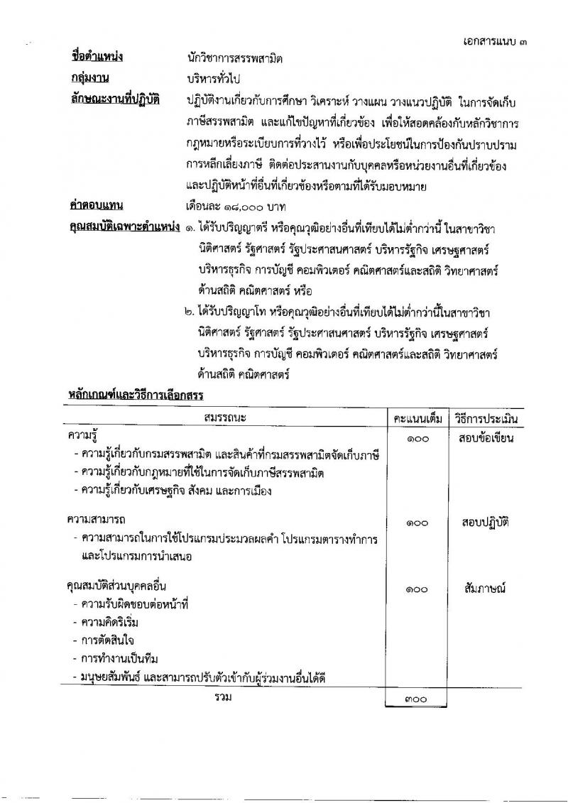 กรมสรรพสามิต ประกาศรับสมัครบุคคลเพื่อเลือกสรร (คนพิการ) เป็นพนักงานราชการทั่วไป จำนวน 5 อัตรา (วุฒิ ปวช. ปวส. ป.ตรี ป.โท) รับสมัครสอบตั้งแต่วันที่ 1-7 ม.ค. 2560