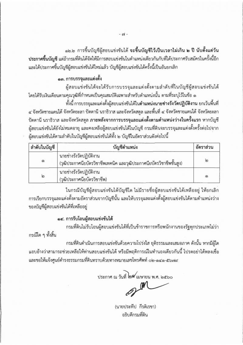 กรมที่ดิน ประกาศรับสมัครสอบแข่งขันเพื่อบรรจุและแต่งตั้งบุคคลเข้ารับราชการ จำนวน 5 ตำแหน่ง 155 อัตรา (วุฒิ ปวช. ปวท. ปวส. ป.ตรี) รับสมัครสอบทางอินเทอร์เน็ต ตั้งแต่วันที่ 8-30 พ.ค. 2560