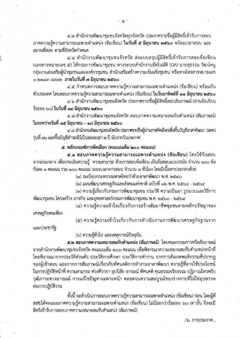 กรมการพัฒนาชุมชน ประกาศรับสมัครคัดเลือกบุคคลเพื่อแต่งตั้งเป็นอาสาพัฒนา (อสพ.) รุ่นที่ 70 จำนวน 200 อัตรา (วุฒิ ป.ตรี ขึ้นไป) รับสมัครตั้งแต่วันที่ 25 พ.ค. - 2 มิ.ย. 2560