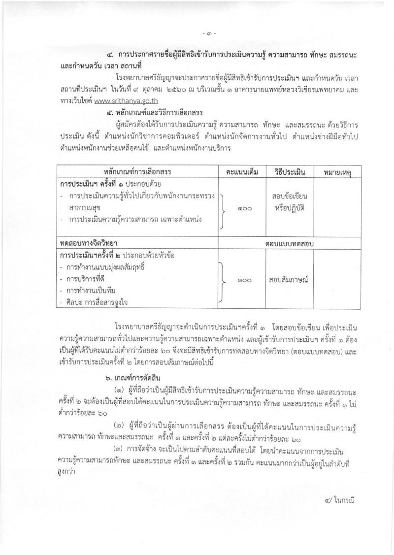 โรงพยาบาลศรีธัญญา ประกาศรับสมัครบุคคลเพื่อเลือกสรรเป็นพนักงานราชการ จำนวน 5 ตำแหน่ง 19 อัตรา (วุฒิ ม.ต้น ม.ปลาย ปวช. ป.ตรี) รับสมัครสอบตั้งแต่วันที่ 18-19 ก.ย. 2560