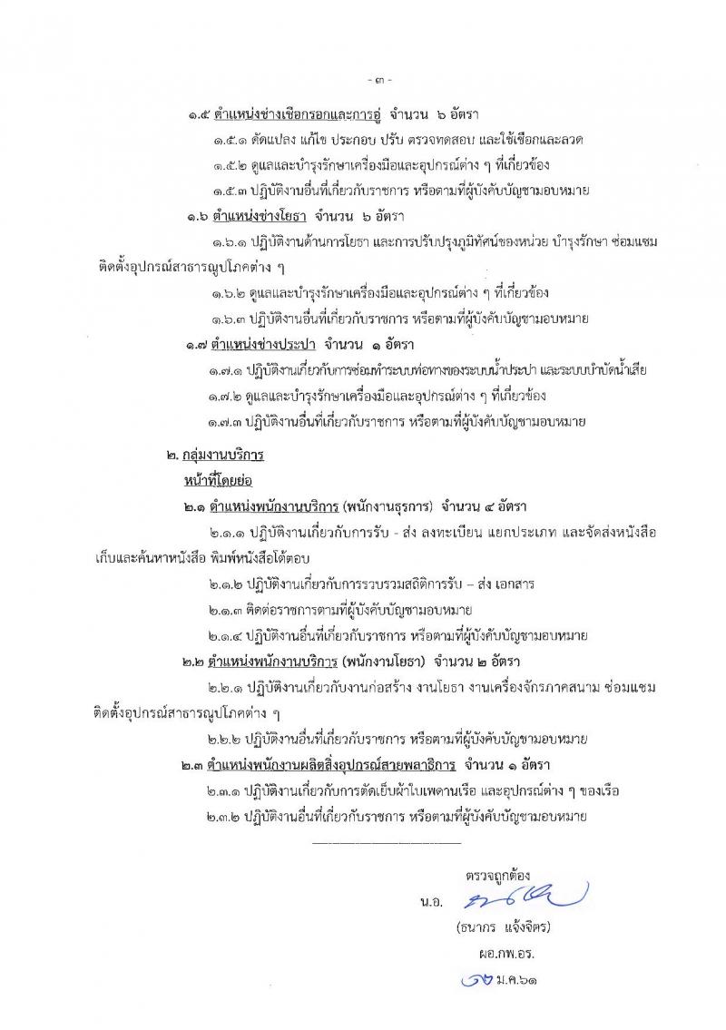 กรมอู่ทหารเรือ ประกาศรับสมัครบุคคลพลเรือนเพื่อบรรจุเป็นพนักงานราชการ จำนวน 2 กลุ่มงาน 74 อัตรา (วุฒิ ม.ต้น ปวช.หรือสูงกว่า) รับสมัครสอบตั้งแต่วันที่ 1-9 ก.พ. 2561