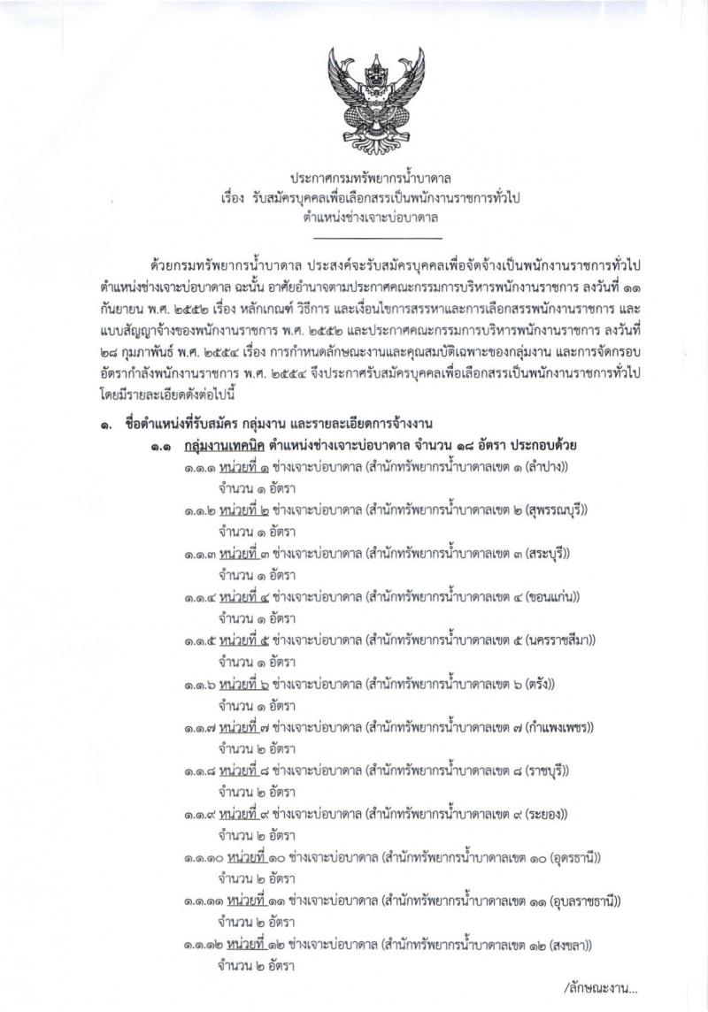 กรมทรัพยากรน้ำบาดาล ประกาศรับสมัครบุคคลเพื่อเลือกสรรเป็นพนักงานราชการทั่วไป ตำแหน่งนายช่างเจาะบ่อบาดาล จำนวน 18 อัตรา (วุฒิ ม.ปลาย ปวช.) รับสมัครสอบทางอินเทอร์เน็ต ตั้งแต่วันที่ 1 - 15 ก.พ. 2560