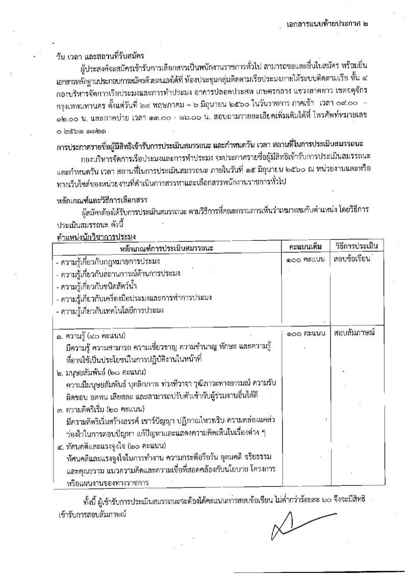 กรมประมง ประกาศรับสมัครบุคคลเพื่อเลือกสรรเป็นพนักงานราชการทั่วไป จำนวน 5 อัตรา (วุฒิ ป.ตรี) รับสมัครสอบตั้งแต่วันที่ 29 พ.ค. - 6 มิ.ย. 2560