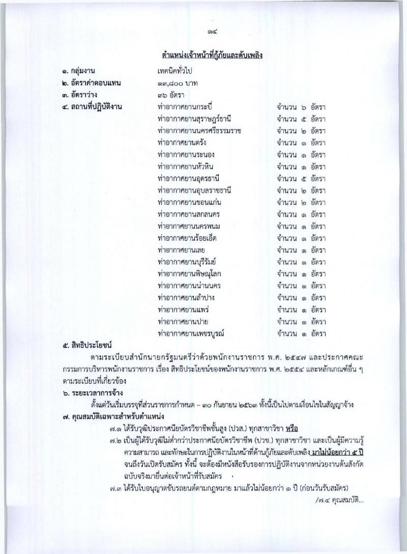 กรมท่าอากาศยาน ประกาศรับสมัครบุคคลเพื่อเลือกสรรและจัดจ้างเป็นพนักงานราชการทั่วไป จำนวน 7 ตำแหน่ง 173 อัตรา (วุฒิ ปวช. ปวส.) รับสมัครสอบตั้งแต่วันที่ 4 -13 ต.ค. 2560
