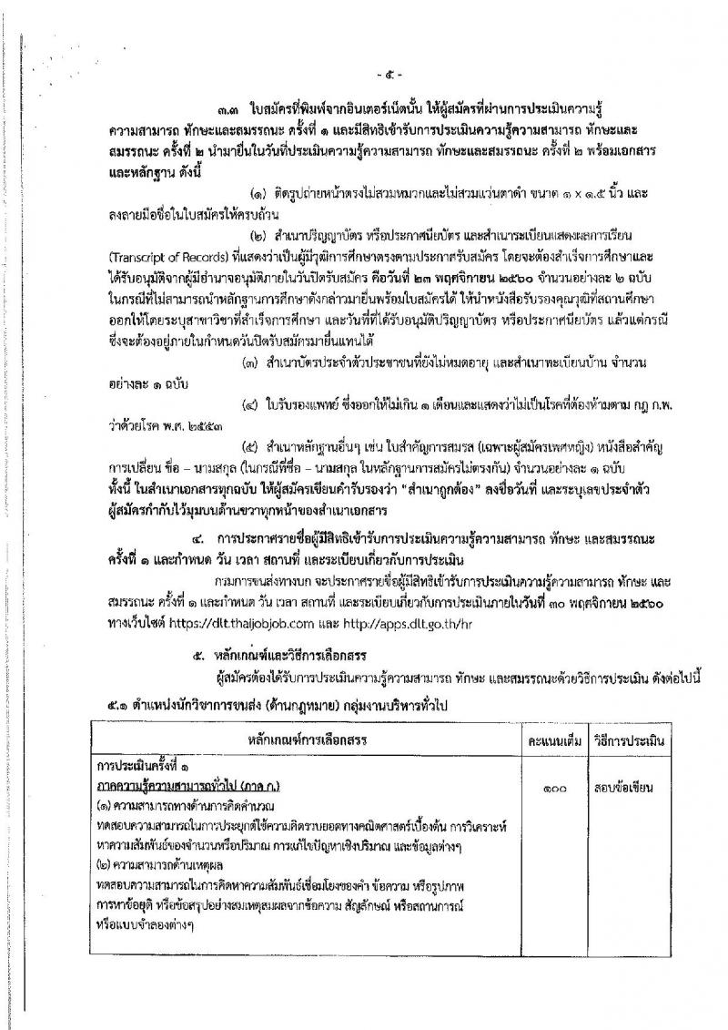 กรมการขนส่งทางบก ประกาศรับสมัครบุคคลเพื่อเลือกสรรเป็นพนักงานราชการทั่วไป จำนวน 3 ตำแหน่ง 4 อัตรา (วุฒิ ปวส. ป.ตรี) รับสมัครสอบทางอินเทอร์เน็ต ตั้งแต่วันที่ 14-23 พ.ย. 2560