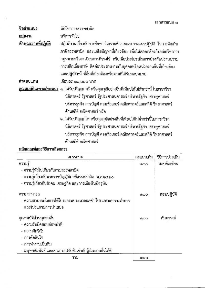 กรมสรรพสามิต ประกาศรับสมัครบุคคลเพื่อเลือกสรรเป็นพนักงานราชการทั่วไป จำนวน 2 กลุ่มงาน  4 อัตรา (วุฒิ ปวช. ปวส. ป.ตรี) รับสมัครสอบ ตั้งแต่วันที่ 27 พ.ย. – 1 ธ.ค. 2560