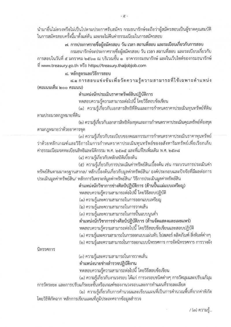 กรมธนารักษ์ ประกาศรับสมัครสอบแข่งขันเพื่อบรรจุและแต่งตั้งบุคคลเข้ารับราชการ จำนวน 4 ตำแหน่ง 13 อัตรา (วฒิ ปวส. หรือเทียบเท่า ป.ตรี) รับสมัครสอบทางอินเทอร์เน็ต ตั้งแต่วันที่ 4-27 ธ.ค. 2560