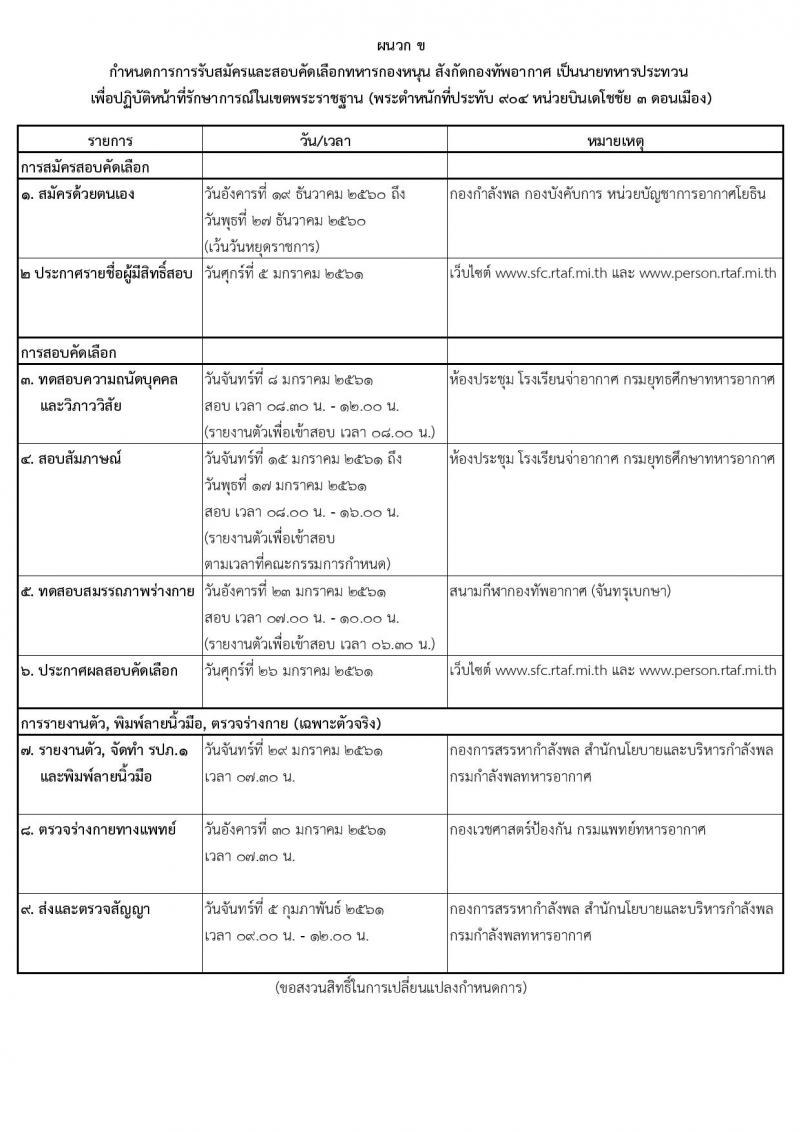กองทัพอากาศ ประกาศรับสมัครคัดเลือกบุคคลเข้ารับราชการ จำนวน 30 อัตรา (วุฒิ ม.ปลาย ปวช. ปวส.) รับสมัครสอบตั้งแต่วันที่ 19-27 ธ.ค. 2560