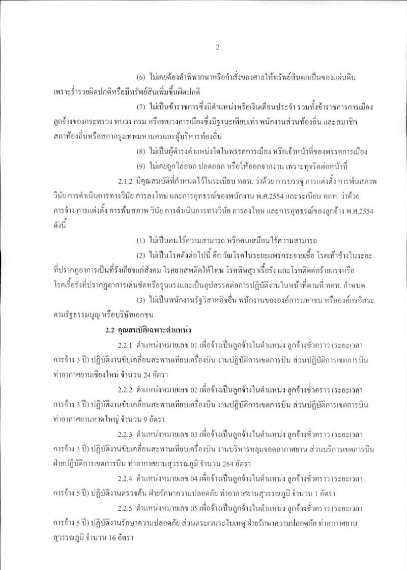 บริษัท ท่าอากาศยานไทย จำกัด (มหาชน) ประกาศรับสมัครบุคคลเพื่อคัดเลือกเป็นลูกจ้างชั่วคราว จำนวน 9 ตำแหน่ง 330 อัตรา (วุฒิ ม.ต้น ไม่ต่ำกว่า ปวช.) รับสมัครสอบตั้งแต่วันที่ 15 ม.ค. – 6 ก.พ. 2561