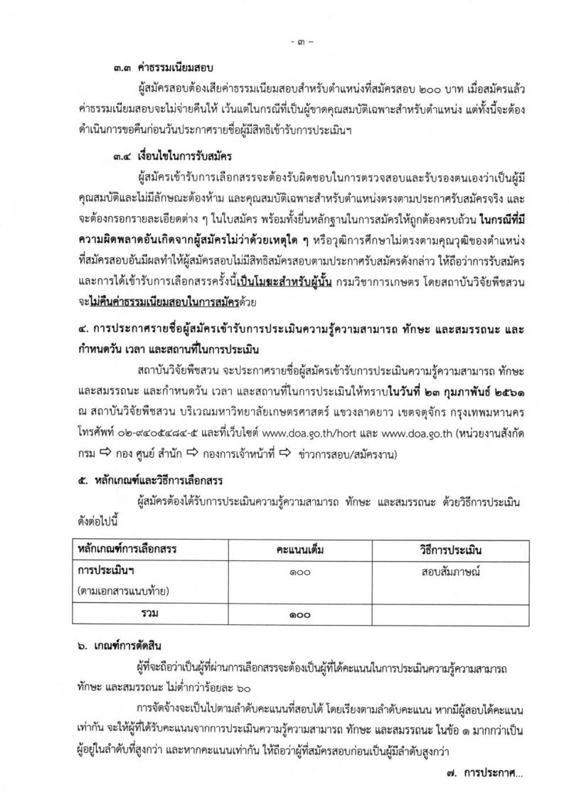 กรมวิชาการเกษตร ประกาศรับสมัครบุคคลเพื่อเลือกสรรเป็นพนักงานราชการทั่วไป จำนวน 3 ตำแหน่ง 5 อัตรา (วุฒิ ม.ต้น ม.ปลาย ปวช. ปวส.) รับสมัครสอบตั้งแต่วันที่ 13-19 ก.พ. 2561