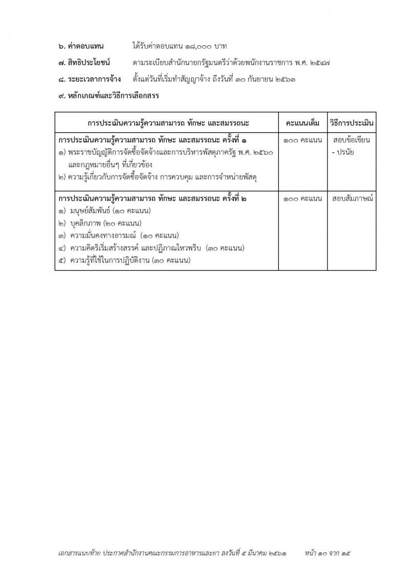 สำนักงานคณะกรรมการอาหารและยา ประกาศรับสมัครบุคคลเพื่อสอบคัดเลือกเป็นพนักงานราชการทั่วไป จำนวน 7 ตำแหน่ง 23 อัตรา (วุฒิ ป.ตรี) รับสมัคร ตั้งแต่วันที่ 19-23 มี.ค. 2561