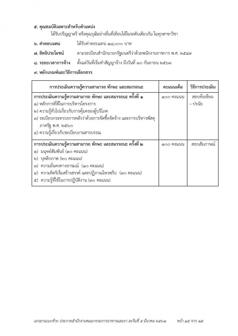 สำนักงานคณะกรรมการอาหารและยา ประกาศรับสมัครบุคคลเพื่อสอบคัดเลือกเป็นพนักงานราชการทั่วไป จำนวน 7 ตำแหน่ง 23 อัตรา (วุฒิ ป.ตรี) รับสมัคร ตั้งแต่วันที่ 19-23 มี.ค. 2561