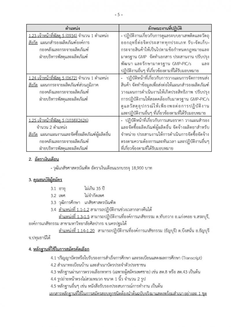 องค์การเภสัชกรรม ประกาศรับสมัครคัดเลือกบุคคลเพื่อบรรจุเป็นพนักงานทดลองงานในตำแหน่งต่างๆ จำนวน 33 อัตรา (วุฒิ ป.ตรี) รับสมัครสอบตั้งแต่วันที่ 7 มี.ค. – 5 เม.ย. 2561