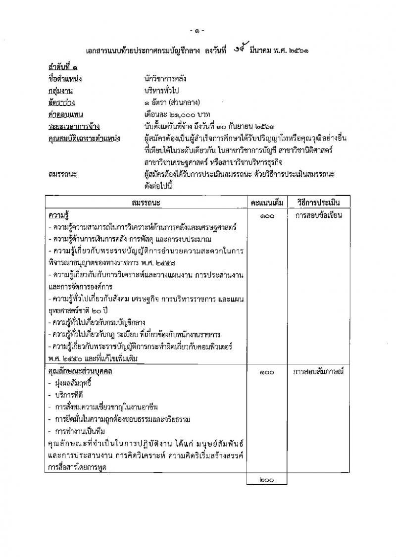 กรมบัญชีกลาง ประกาศรับสมัครบุคคลเพื่อเลือกสรรเป็นพนักงานราชการทั่วไป (ส่วนกลาง) จำนวน 5 ตำแหน่ง 11 อัตรา (วุฒิ ปวช. ป.ตรี ป.โท) รับสมัครสอบทางอินเทอร์เน็ต ตั้งแต่วันที่ 26 มี.ค. – 5 เม.ย. 2561