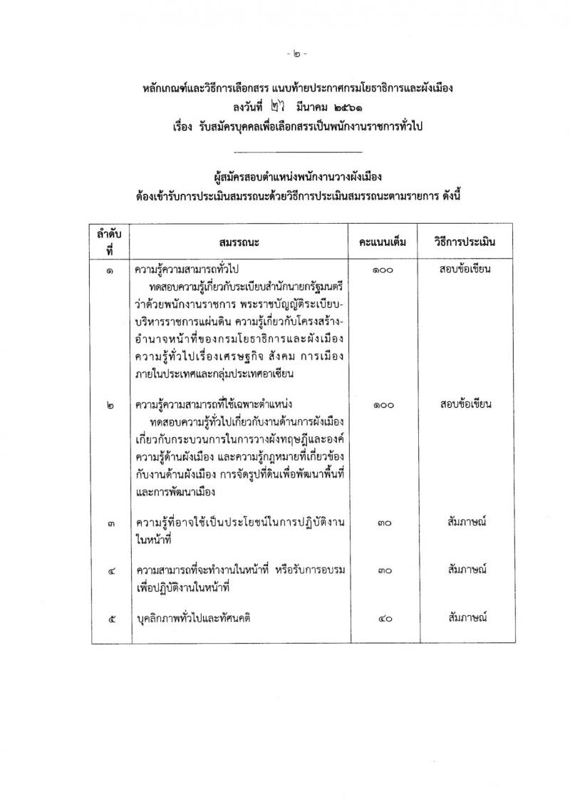 กรมโยธาธิการและผังเมือง ประกาศรับสมัครบุคคลเพื่อเลือกสรรเป็นพนักงานราชการทั่วไป จำนวน 4 ตำแหน่ง 6 อัตรา (วุฒิ ป.ตรี) รับสมัครสอบตั้งแต่วันที่ 2-11 เม.ย. 2561