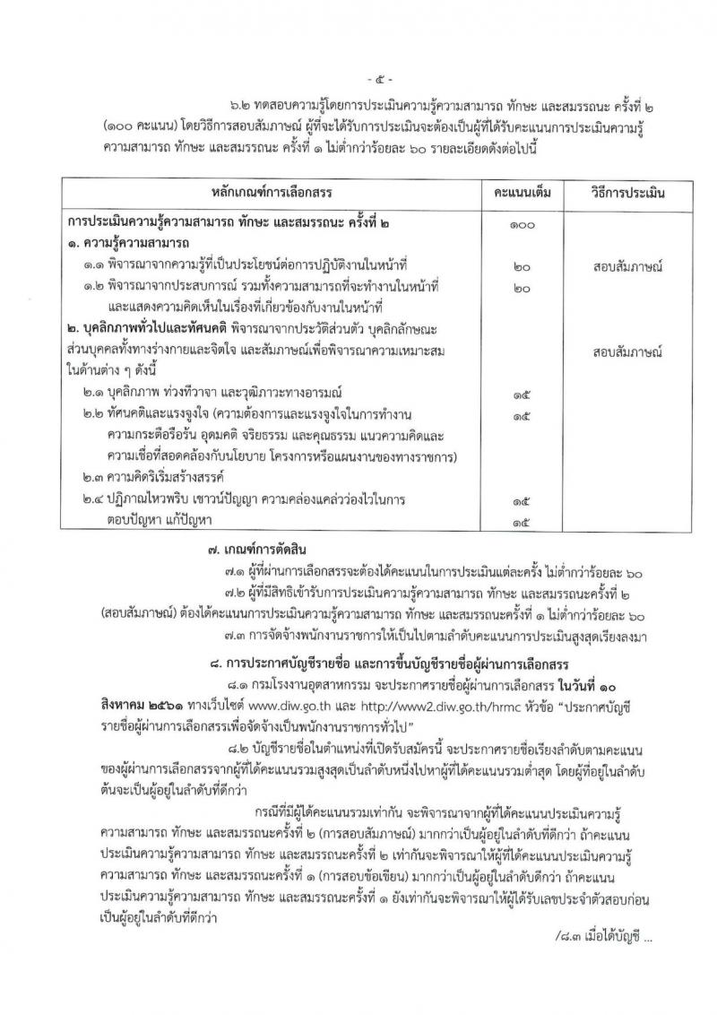 กรมโรงงานอุตสาหกรรม ประกาศรับสมัครบุคคลเพื่อเลือกสรรเป็นพนักงานราชการทั่วไป จำนวน 3 ตำแหน่ง 3 อัตรา (วุฒิ ป.ตรี) รับสมัครสอบทางอินเทอร์เน็ต ตั้งแต่วันที่ 23 เม.ย. – 4 พ.ค. 2561