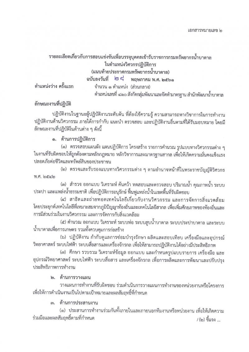 กรมทรัพยากรน้ำบาดาล ประกาศรับสมัครสอบแข่งขันเพื่อบรรจุและแต่งตั้งบุคคลเข้ารับราชการ จำนวน 4 ตำแหน่ง 5 อัตรา (วุฒิ ป.ตรี ป.โท) รับสมัครสอบทางอินเทอร์เน็ต ตั้งแต่วันที่ 18 มิ.ย. – 6 ก.ค. 2561