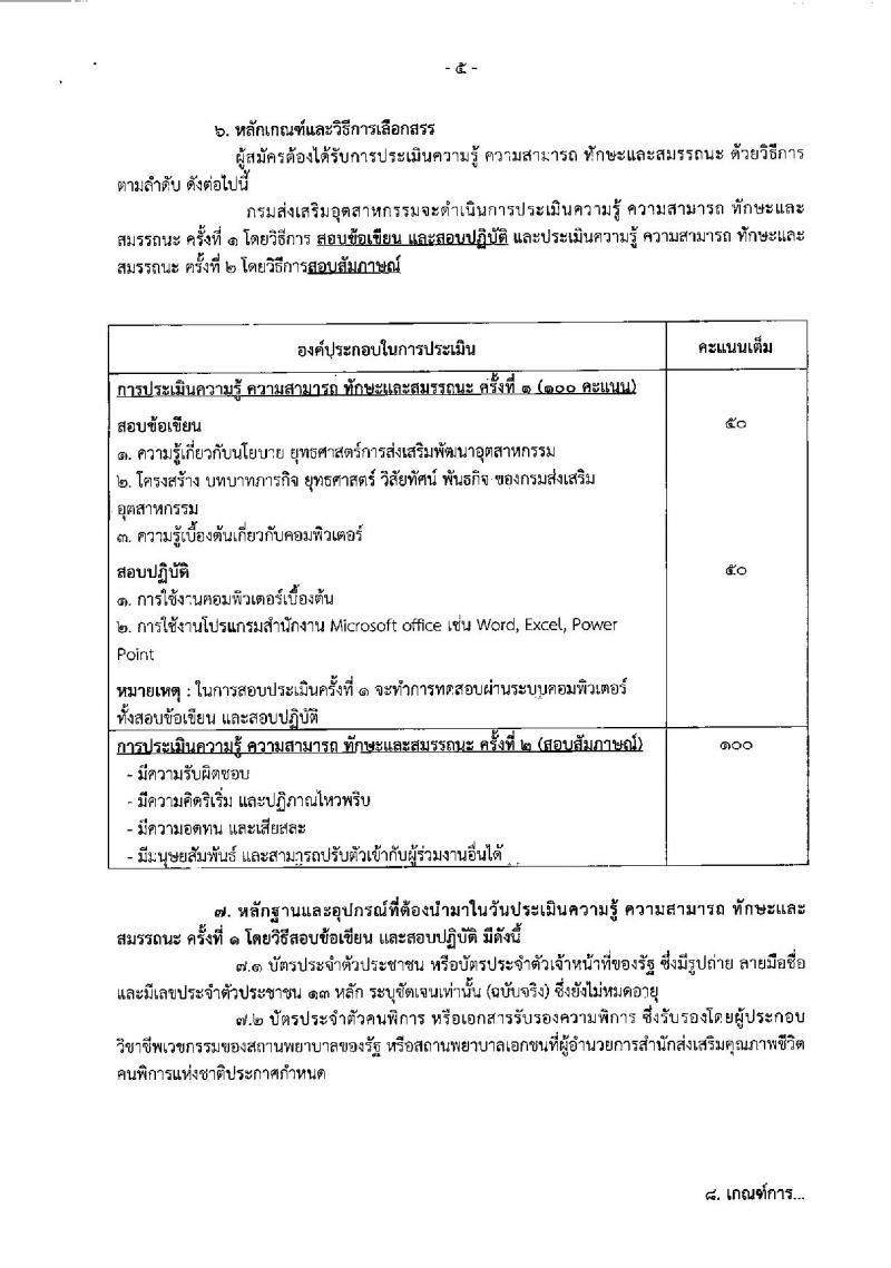 กรมส่งเสริมอุตสาหกรรม ประกาศรับสมัครบุคคลเพื่อเลือกสรรเป็นพนักงานราชการทั่วไป (คนพิการ) จำนวน 4 อัตรา (วุฒิ ป.ตรี) รับสมัครสอบทางอินเทอร์เน็ต ตั้งแต่วันที่ 6-14 ก.ค. 2561