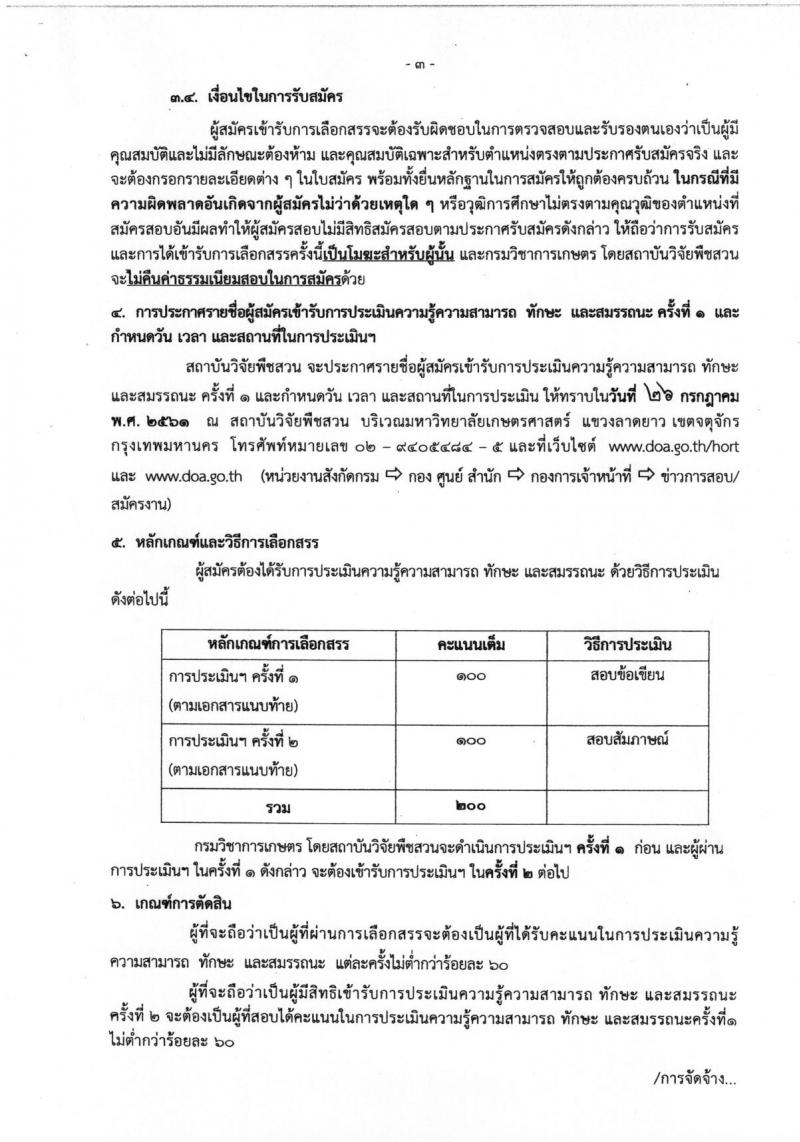 กรมวิชาการเกษตร ประกาศรับสมัครบุคคลเพื่อเลือกสรรเป็นพนักงานราชการทั่วไป จำนวน  3 อัตรา (วุฒิ ป.ตรี) รับสมัครสอบตั้งแต่วันที่ 16-20 ก.ค. 2561