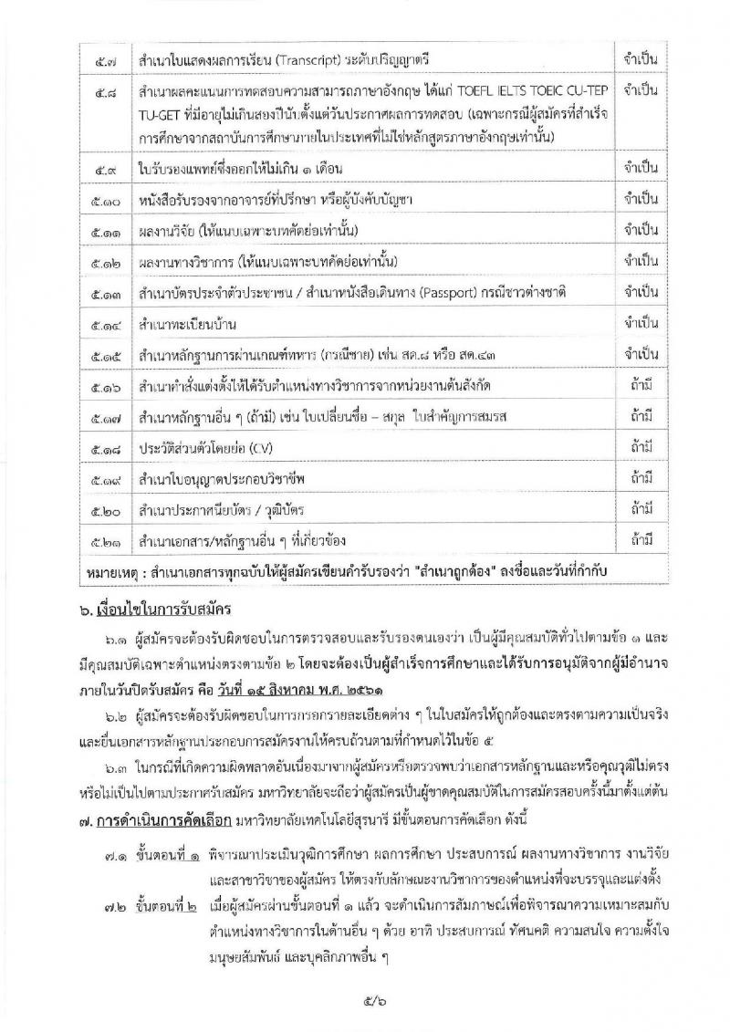 มหาวิทยาลัยเทคโนโลยีสุรนารี ประกาศรับสมัครคัดเลือกบุคคลเพื่อบรรจุและแต่งตั้งเป็นพนักงานสายวิชาการ จำนวน 4 อัตรา (วุฒิ ป.เอก) รับสมัครสอบทางอีเมลภายในวันที่ 15 ส.ค. 2561