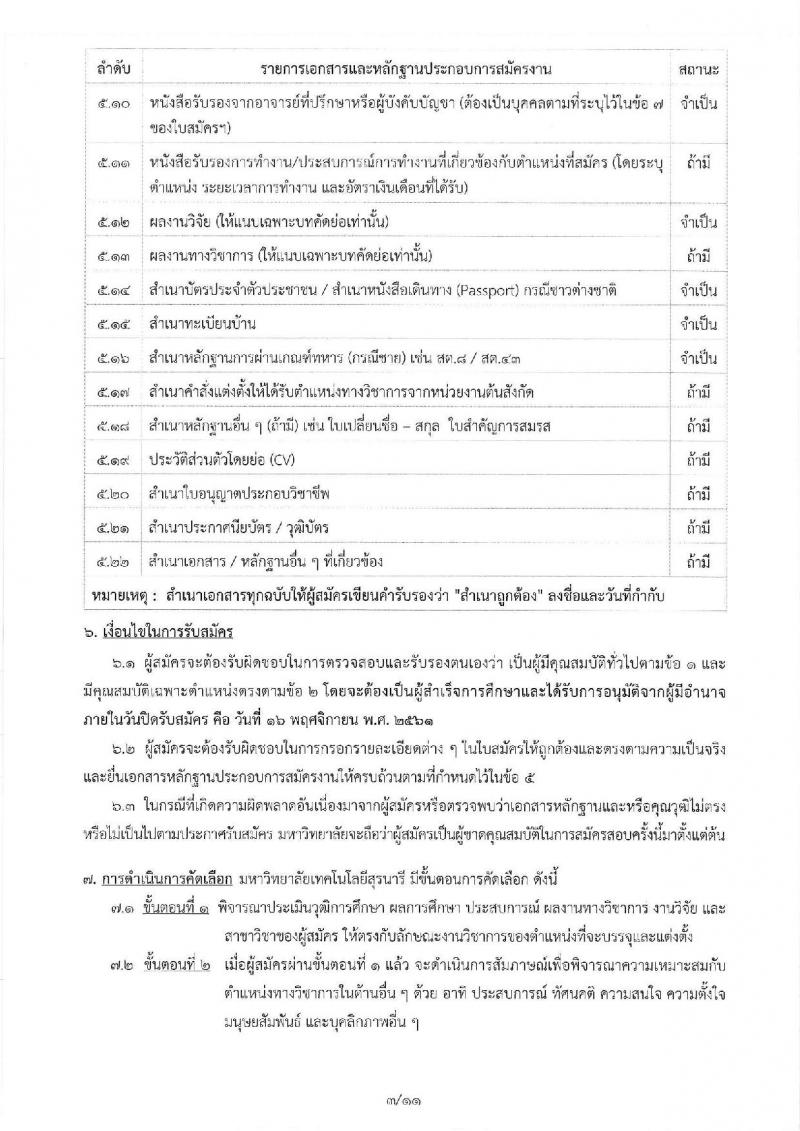 มหาวิทยาลัยเทคโนโลยีสุรนารี รับสมัครคัดเลือกบุคคลเพื่อบรรจุและแต่งตั้งเป็นพนักงานสายวิชาการ จำนวน 5 ตำแหน่ง 16 อัตรา (วุฒิ ป.โท ป.เอก) รับสมัครสอบตั้งแต่บัดนี้ – 16 พ.ย. 2561