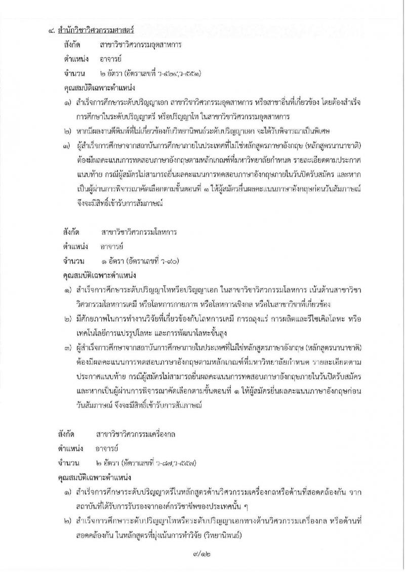 มหาวิทยาลัยเทคโนโลยีสุรนารี รับสมัครคัดเลือกบุคคลเพื่อบรรจุและแต่งตั้งเป็นพนักงานสายวิชาการ จำนวน 19 อัตรา (วุฒิ ป.โท ป.เอก) รับสมัครทางอีเมล ภายในวันที่ 28 ธ.ค. 2561