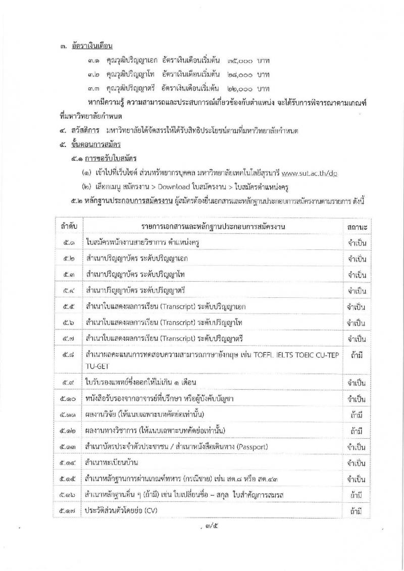 มหาวิทยาลัยเทคโนโลยีสุรนารี รับสมัครคัดเลือกบุคคลเพื่อบรรจุและแต่งตั้งเป็นพนักงานสายวิชาการ จำนวน 6 อัตรา (วุฒิ ป.ตรี ป.โท ป.เอก) รับสมัครสอบตั้งแต่บัดนี้ – 31 ม.ค. 2562