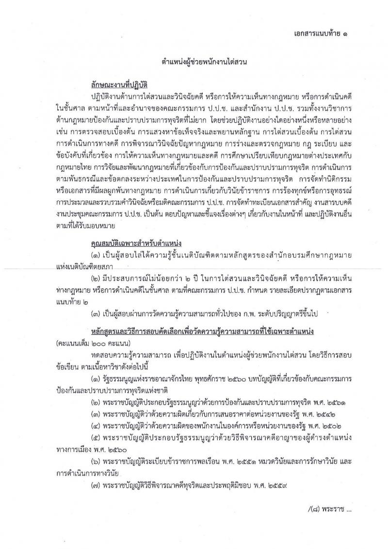 สำนักงาน ป.ป.ช. รับสมัครสอบคัดเลือกบุคคลเพื่อบรรจุและแต่งตั้งบุคคลเข้ารับราชการในสังกัด ป.ป.ช. ตำแหน่งพนักงานไต่สวน จำนวนครั้งแรก 50 อัตรา (วุฒิ ป.ตรี) รับสมัครสอบทางอินเทอร์เน็ต ตั้งแต่วันที่ 30 ม.ค. – 20 ก.พ. 2562