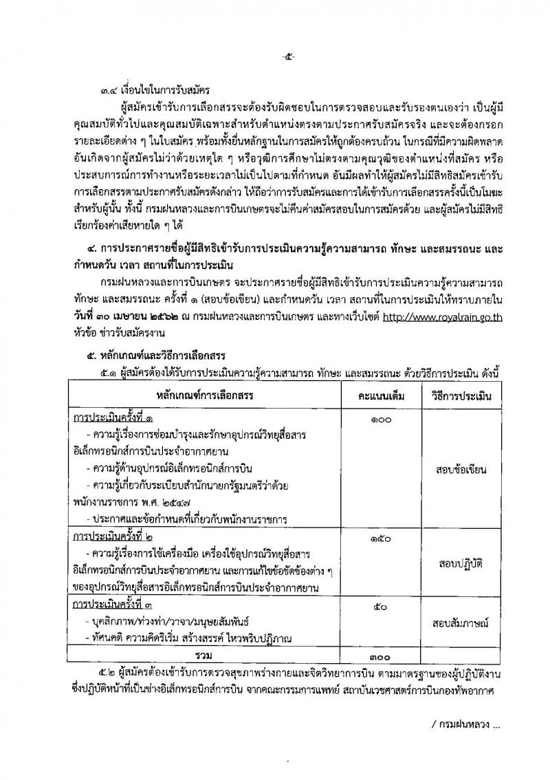 กรมฝนหลวงและการบินเกษตร รับสมัครบุคคลเพื่อเลือกสรรเป็นพนักงานราชการทั่วไป ตำแหน่งช่างอิเล็กทรอนิกส์การบิน จำนวน 3 ตำแหน่ง 5 อัตรา (วุฒิ ปวช. ปวส. ป.ตรี) รับสมัครสอบตั้งแต่วันที่ 17-23 เม.ย. 2562