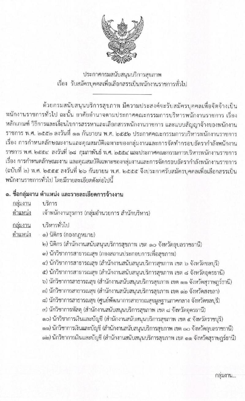 กรมสนับสนุนบริการสุขภาพ รับสมัครบุคคลเพื่อเลือกสรรเป็นพนักงานราชการ จำนวน 8 ตำแหน่ง 22 อัตรา (วุฒิ ปวส. ป.ตรี) รับสมัครสอบทางอินเทอร์เน็ต ตั้งแต่วันที่ 22-26 เม.ย. 2562