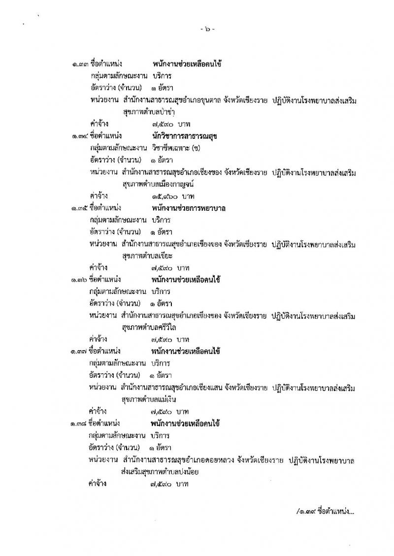 สำนักงานสาธารณสุขจังหวัดเชียงราย รับสมัครบุคคลเพื่อเลือกสรรเป็นพนักงานกระทรวงสาธารณสุขทั่วไป จำนวน 83 อัตรา (วุฒิ ม.ต้น ม.ปลาย ปวช. ปวส. ป.ตรี) รับสมัครสอบตั้งแต่วันที่ 16-27 ก.ย. 2562