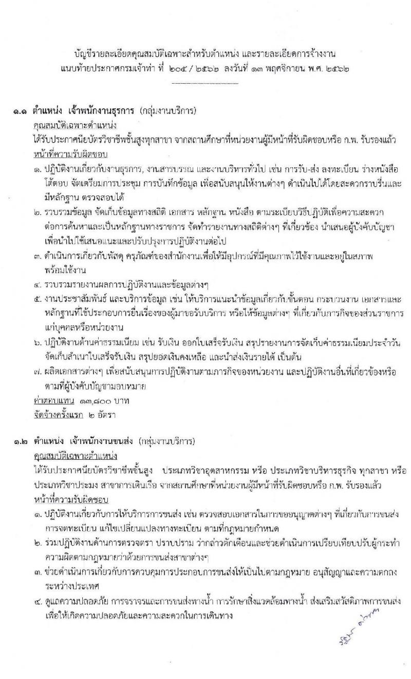 กรมเจ้าท่า รับสมัครบุคคลเพื่อเลือกสรรเป็นพนักงานราชการทั่วไป จำนวน 11 ตำแหน่ง 14 อัตรา (วุฒิ ปวส. ป.ตรี) รับสมัครสอบทางอินเทอร์เน็ต ตั้งแต่วันที่ 25 พ.ย. – 9 ธ.ค. 2562