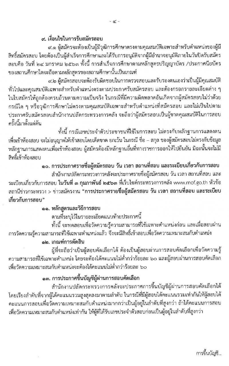 สำนักงานปลัดกระทรวงการคลัง รับสมัครสอบคัดเลือกบุคคลเป็นลูกจ้างชั่วคราวรายเดือน จำนวน 5 ตำแหน่ง 37 อัตรา (วุฒิ ปวส. ป.ตรี) รับสมัครสอบทางอินทเอร์เน็ต ตั้งแต่วันที่ 16-24 ม.ค. 2563