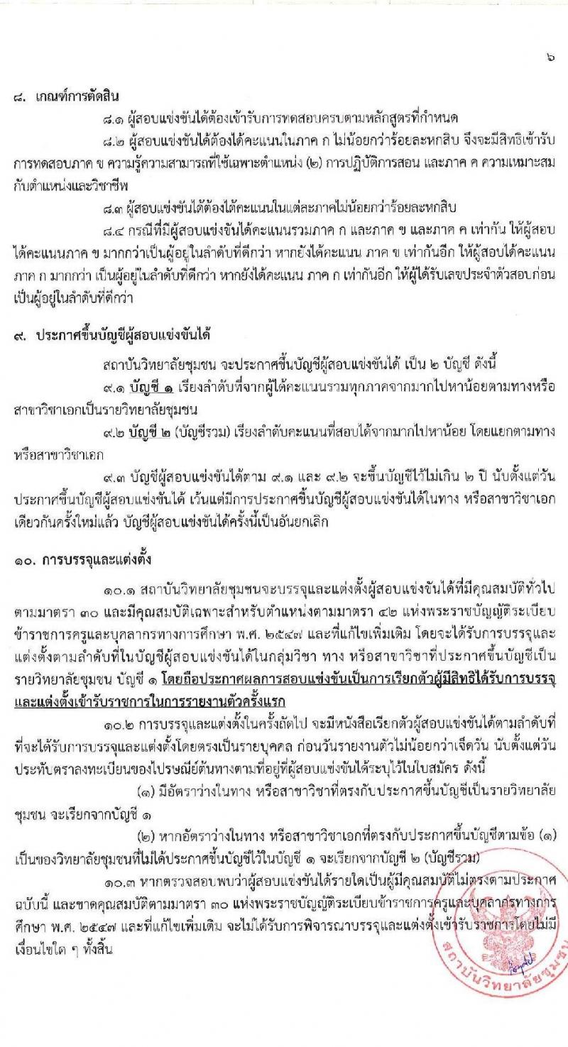 สถาบันวิทยาลัยชุมชน รับสมัครสอบแข่งขันเพื่อบรรจุและตแงตั้งบุคคลเข้ารับราชการในสถาบันอุดมศึกษา ตำแหน่งครูผู้ช่วย จำนวน 17 สาขาวิชา ครั้งแรก 48 อัตรา (วุฒิ ป.โท) รับสมัครสอบทางอินเทอร์เน็ต ตั้งแต่วันที่ 14-27 ก.พ. 2563