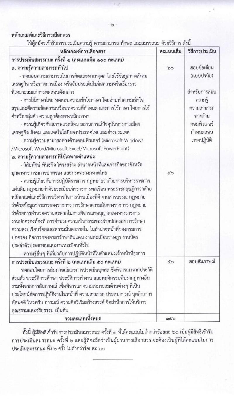 ปกครองจังหวัดมุกดาหาร รับสมัครบุคคลเพื่อเลือกสรรเป็นพนักงานราชการทั่วไป จำนวน 2 ตำแหน่ง 2 อัตรา (วุฒิ ม.ปลาย) รับสมัครตั้งแต่วันที่ 11-17 ก.พ. 2563