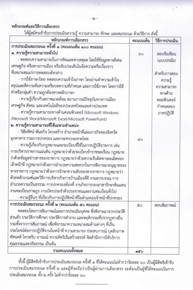 ปกครองจังหวัดมุกดาหาร รับสมัครบุคคลเพื่อเลือกสรรเป็นพนักงานราชการทั่วไป จำนวน 2 ตำแหน่ง 2 อัตรา (วุฒิ ม.ปลาย) รับสมัครตั้งแต่วันที่ 11-17 ก.พ. 2563