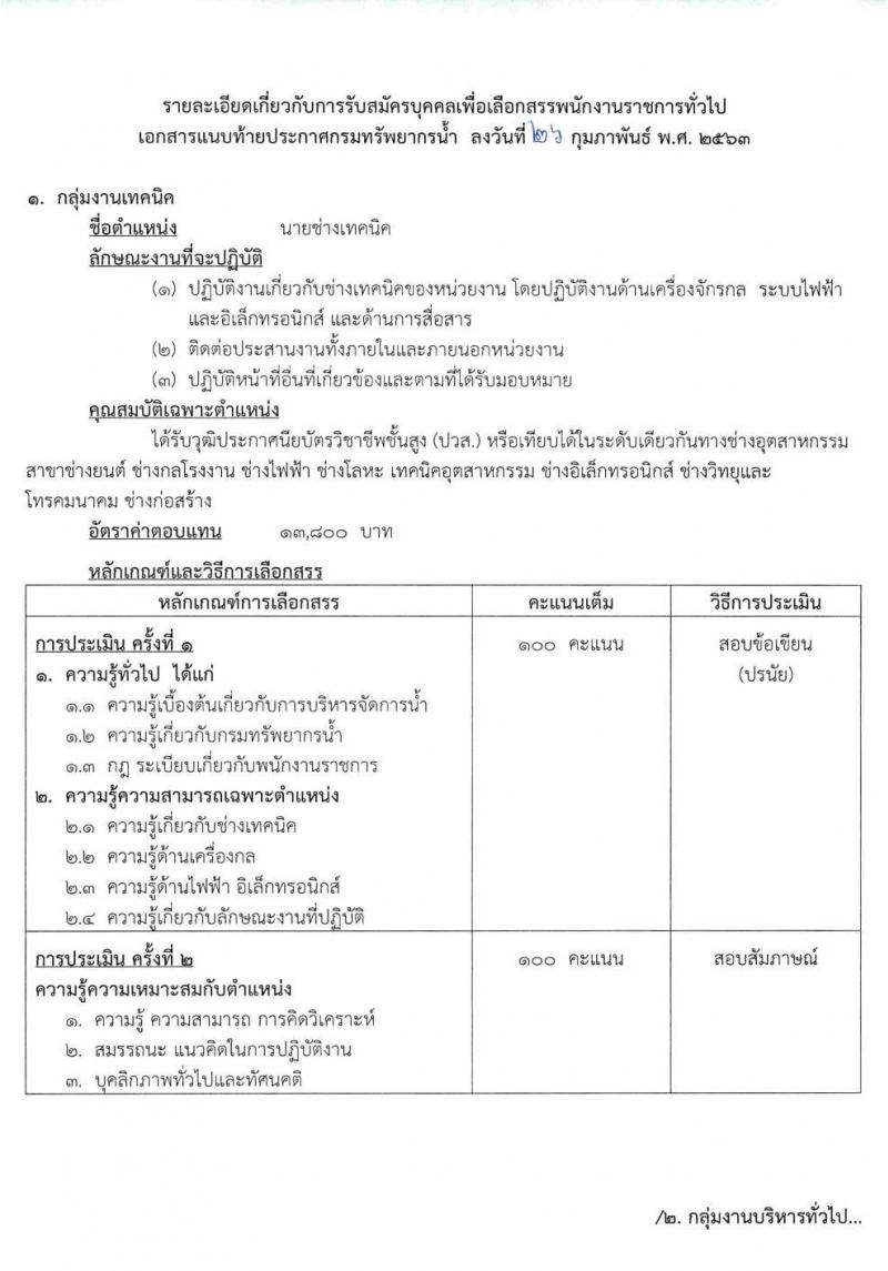 สำนักงานทรัพยากรน้ำภาค 9 รับสมัครบุคคลเพื่อเลือกสรรเป็นพนักงานราชการทั่วไป จำนวน 2 ตำแหน่ง 2 อัตรา (วุฒิ ปวส. ป ตรี) รับสมัครตั้งแต่วันที่ 9 – 13 มี.ค. 2563