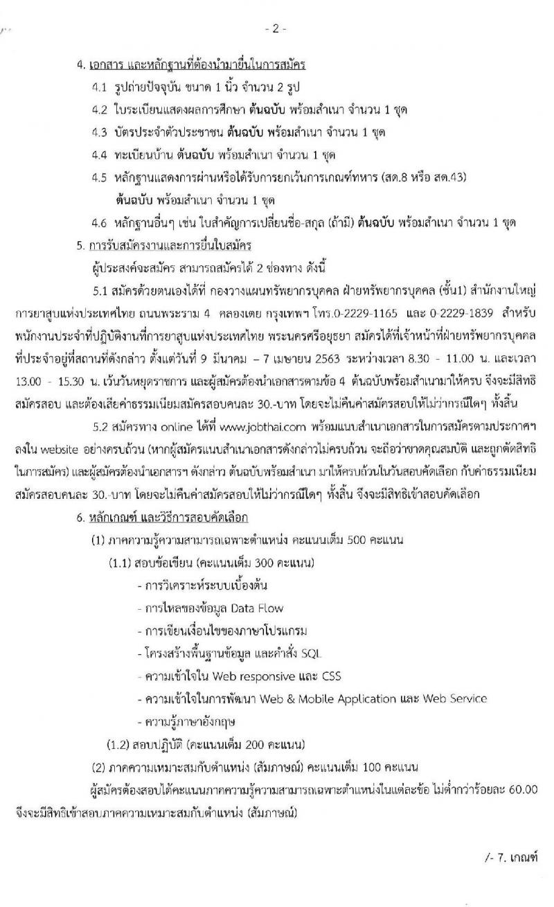 การยาสูบแห่งประเทศไทย รับสมัครสอบคัดเลือกพนักงาน จำนวน 5 อัตรา (วุฒิ ป.ตรี) รับสมัครสอบทางออนไลน์ ตั้งแต่วันที่ 9 มี.ค. – 7 เม.ย. 2563