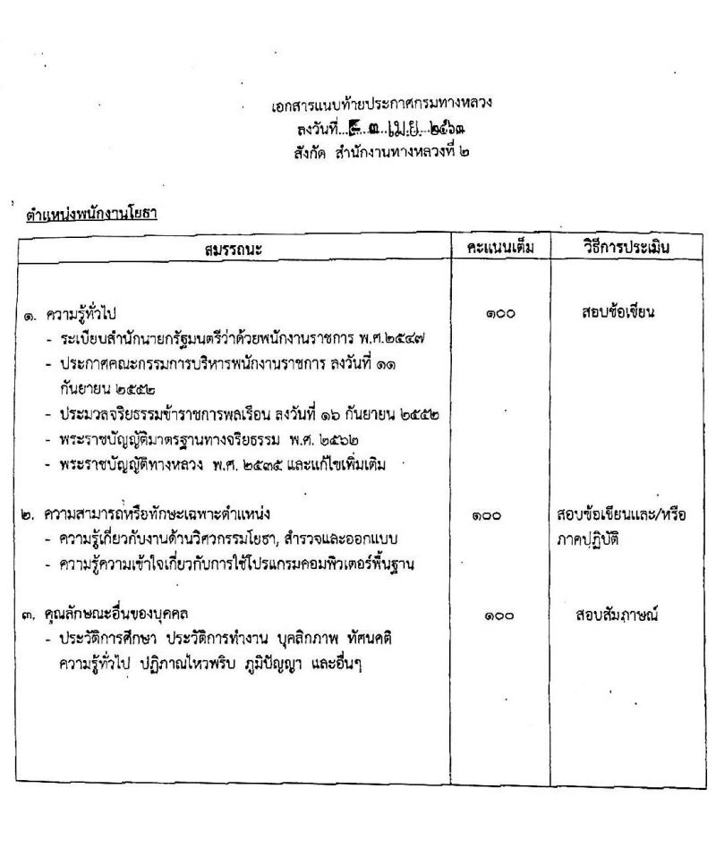 สำนักงานทางหลวงที่ 2 รับสมัครบุคคลเพื่อเลือกสรรเป็นพนักงานราชการทั่วไป จำนวน 10 อัตรา (วุฒิ ปวช. ปวท. ปวศ. อนุปริญญา) รับสมัครสอบตั้งแต่วันที่ 20 เม.ย. – 8 พ.ค. 2563