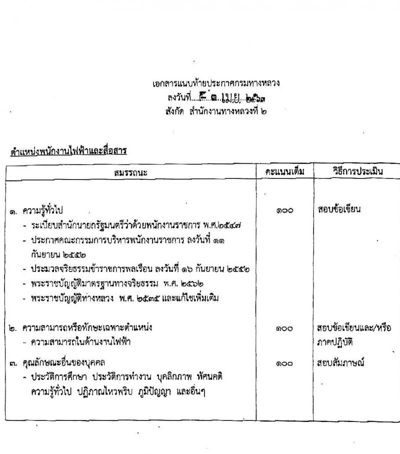 สำนักงานทางหลวงที่ 2 รับสมัครบุคคลเพื่อเลือกสรรเป็นพนักงานราชการทั่วไป จำนวน 10 อัตรา (วุฒิ ปวช. ปวท. ปวศ. อนุปริญญา) รับสมัครสอบตั้งแต่วันที่ 20 เม.ย. – 8 พ.ค. 2563