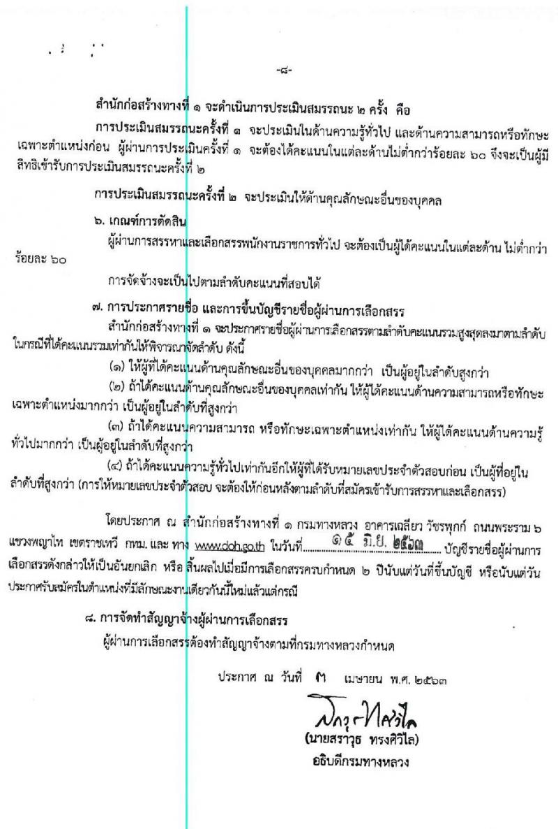 สำนักงานก่อสร้างทางที่ 1 (กรมทางหลวง) รับสมัครบุคคลเพื่อสรรหาและเลือกสรรเป็นพนักงานราชการทั่วไป จำนวน 3 ตำแหน่ง 25 อัตรา (วุฒิ ปวช. ปวท. ปวส. อนุปริญญา) รับสมัครตั้งแต่วันที่ 15-24 เม.ย. 2563