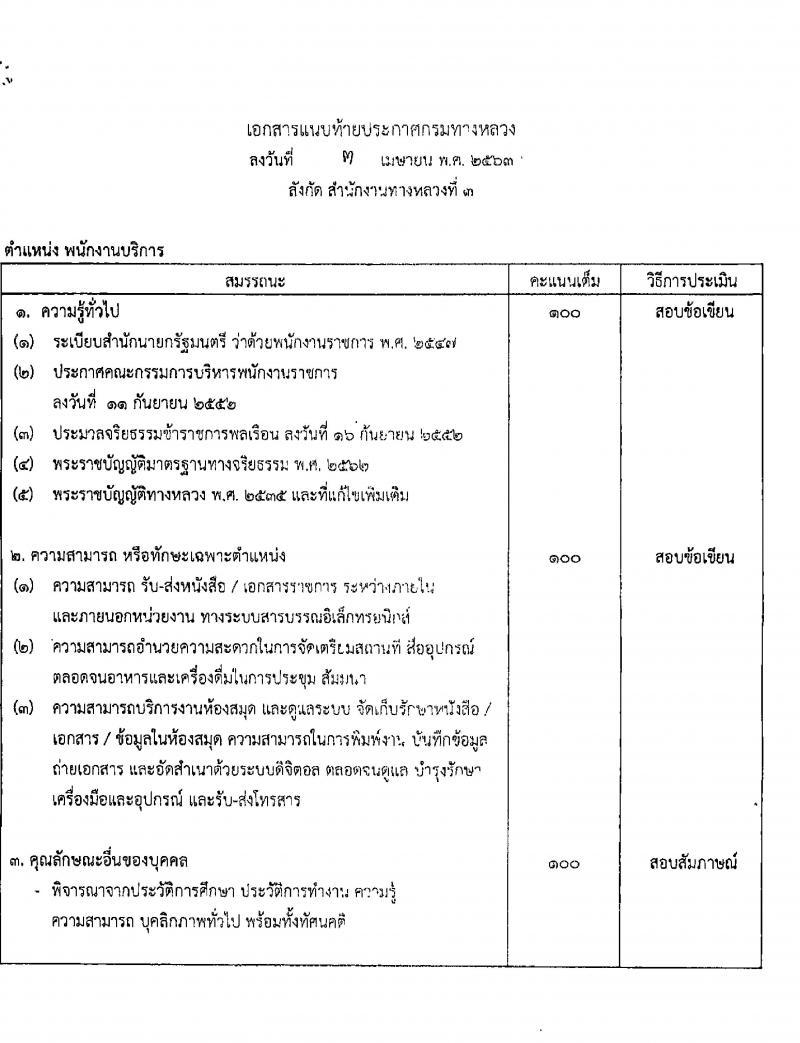 สำนักงานทางหลวงที่ 3 รับสมัครบุคคลเพื่อสรรหาและเลือกสรรเป็นพนักงานราชการทั่วไป จำนวน 2 ตำแหน่ง 12 อัตรา (วุฒิ ม.ต้น ม.ปลาย ปวช. ปวท. ปวส. อนุปริญญา) รับสมัครตั้งแต่วันที่ 7-15 พ.ค. 2563