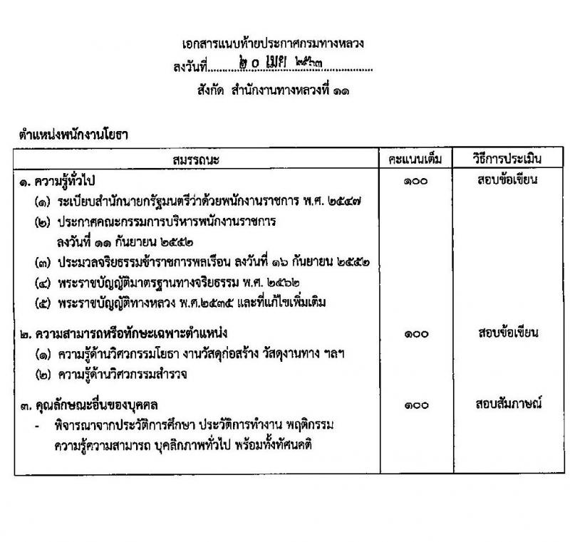 สำนักงานทางหลวงที่ 11 รับสมัครบุคคลเพื่อสรรหาและเลือกสรรเป็นพนักงานราชการทั่วไป 2 ตำแหน่ง 14 อัตรา (วุฒิ ปวช. ปวท. ปวส. อนุปริญญา) รับสมัครตั้งแต่วันที่ 30 เม.ย. – 8 พ.ค. 2563