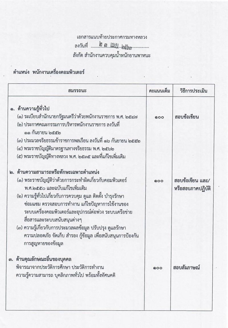 สำนักงานควบคุมน้ำหนักยานพาหนะ รับสมัครบุคคลเพื่อเลือกสรรเป็นพนักงานราชการทั่วไป 3 ตำแหน่ง 17 อัตรา (วุฒิ ม.ต้น ม.ปลาย ปวช. ปวท. ปวส. อนุปริญญา) รับสมัครสอบตั้งแต่วันที่ 30 เม.ย. – 8 พ.ค. 2563