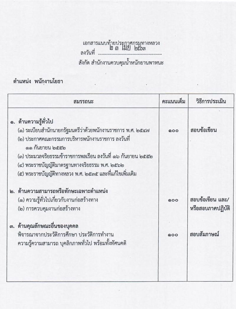 สำนักงานควบคุมน้ำหนักยานพาหนะ รับสมัครบุคคลเพื่อเลือกสรรเป็นพนักงานราชการทั่วไป 3 ตำแหน่ง 17 อัตรา (วุฒิ ม.ต้น ม.ปลาย ปวช. ปวท. ปวส. อนุปริญญา) รับสมัครสอบตั้งแต่วันที่ 30 เม.ย. – 8 พ.ค. 2563