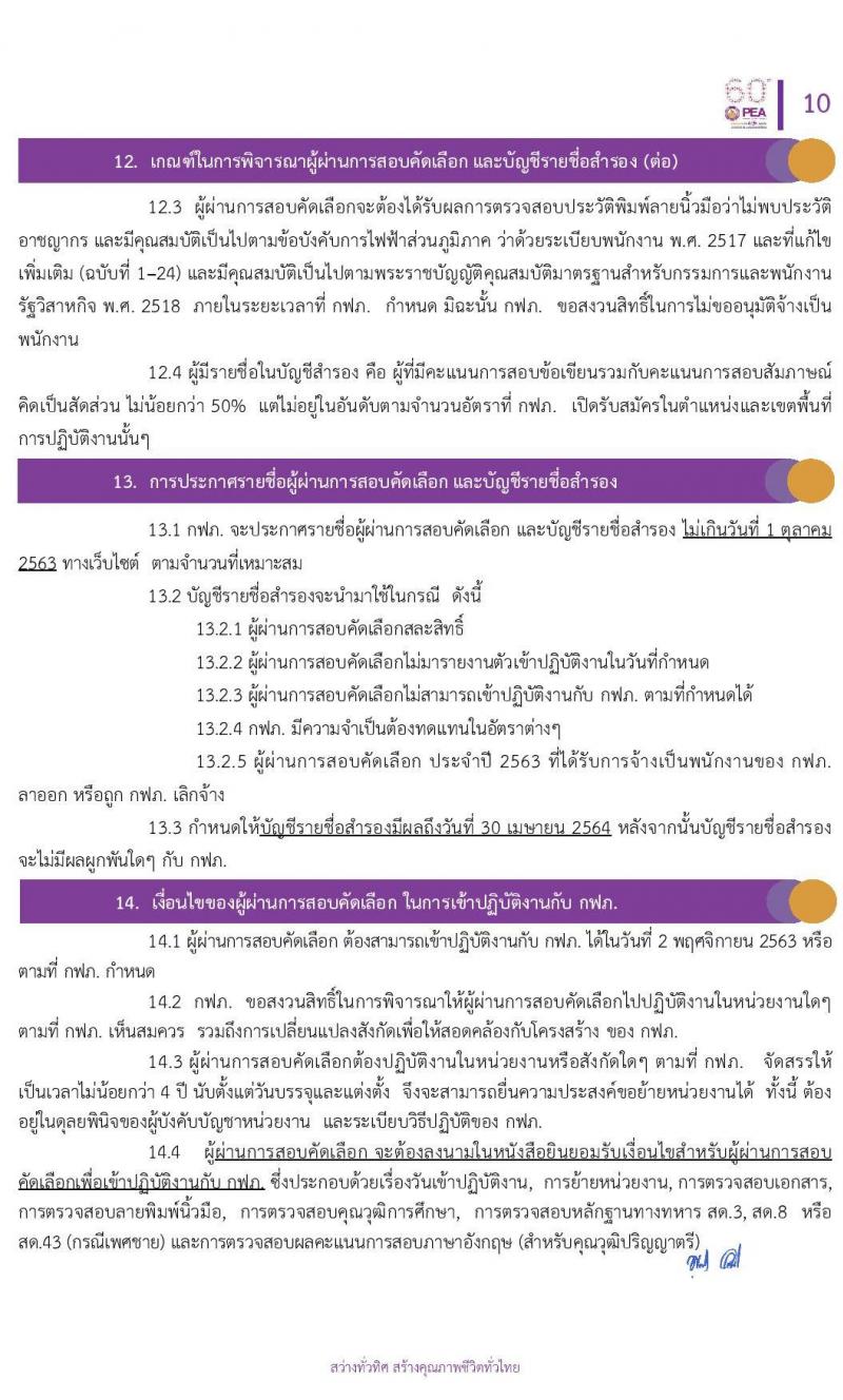 การไฟฟ้าส่วนภูมิภาค (กฟภ.) รับสมัครสอบคัดเลือกจากบุคคลภายนอกเพื่อเข้าปฏิบัติงาน จำนวน 194 อัตรา 223 อัตรา (วุฒิ ปวส. ป.ตรี) รับสมัครสอบทางอินเทอร์เน็ต ตั้งแต่วันที่ 20-26 ก.ค. 2563