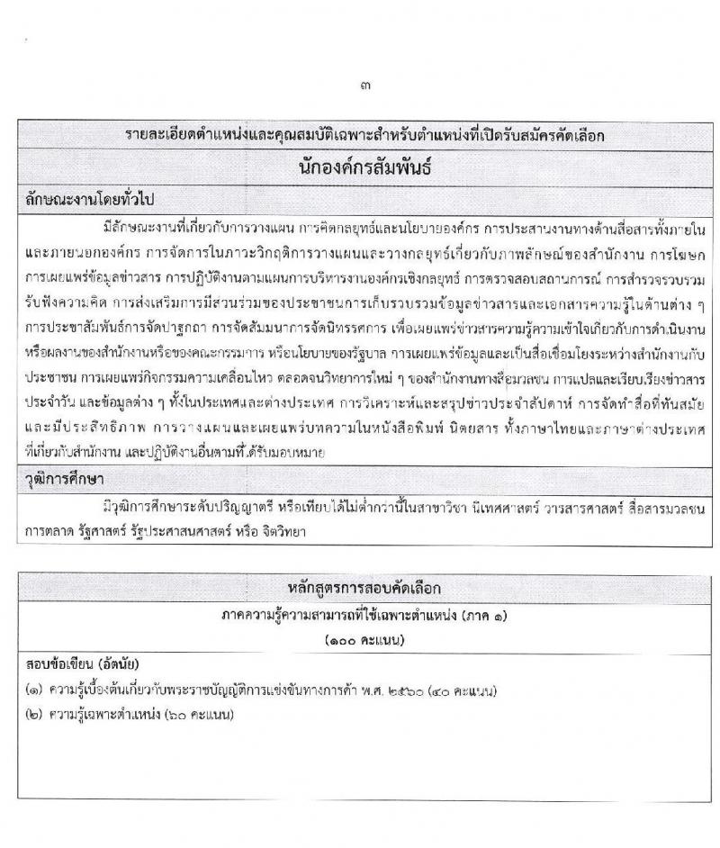 สำนักงานคณะกรรมการการแข่งขันทางการค้า รับสมัครบุคคลเข้ารับการคัดเลือกเพื่อบรรจุและแต่งตั้งเป็นพนักงาน จำนวน 5 ตำแหน่ง ครั้งแรก 11 อัตรา (วุฒิ ป.ตรี) รับสมัครสอบทางอินเทอร์เน็ต ตั้งแต่วันที่ 10-19 ส.ค. 2563