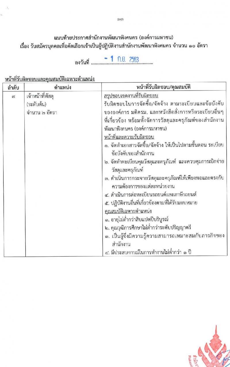 สำนักงานพัฒนาพิงคนคร (องค์การมหาชน) รับสมัครบุคคลเพื่อเข้าปฏิบัติงาน จำนวน 10 อัตรา (วุฒิ ไม่ต่ำกว่า ป.ตรี) รับสมัครตั้งแต่วันที่ 14-25 ก.ย. 2563