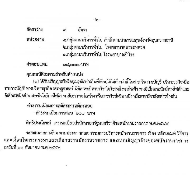 สาธารณสุขจังหวัดอุบลราชธานี รับสมัครบุคคลเพื่อสรรหาและเลือกสรรเป็นพนักงานราชการทั่วไป จำนวน 8 อัตรา (วุฒิ ป.ตรี) รับสมัครตั้งแต่วันที่ 17-23 ก.ย. 2563