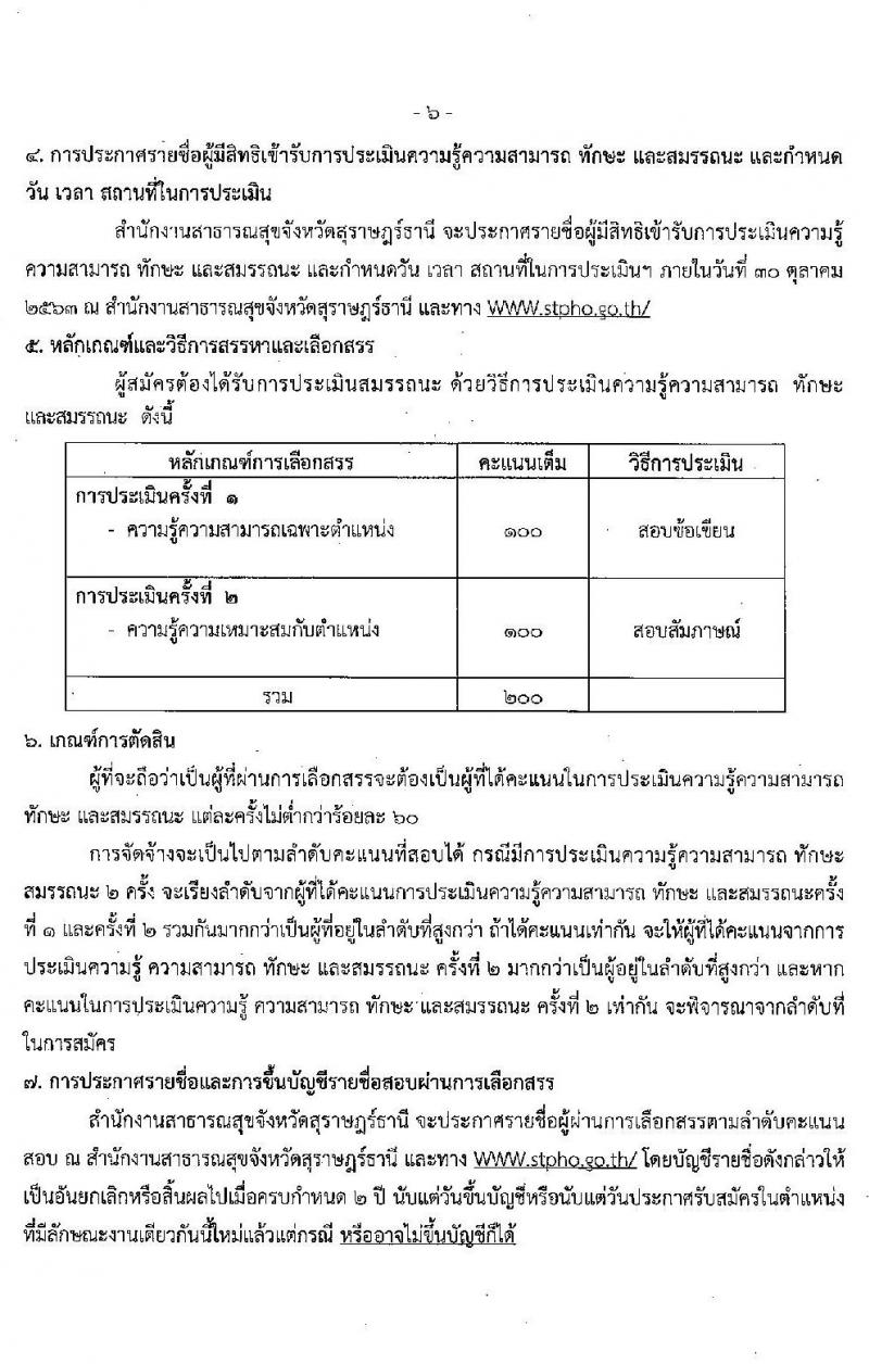 สาธารณสุขจังหวัดสุราษฎร์ รับสมัครบุคคลเพื่อสรรหาและเลือกสรรเป็นพนักงานกระทรวงสาธารณสุขทั่วไป จำนวน 18 อัตรา (วุฒิ ม.ต้น ม.ปลาย ป.ตรี) รับสมัครสอบ ตั้งแต่วันที่ 13-19 ต.ค. 2563